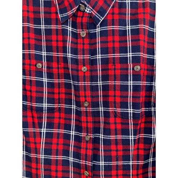Duluth Trading Plaid Flannel Shirt Women’s XL Red/Blue - Picture 2 of 7